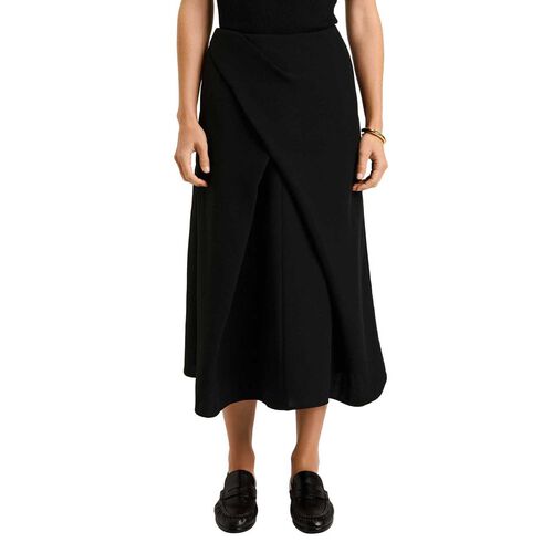 Veronika Maine Double Weave Draped Midi Skirt